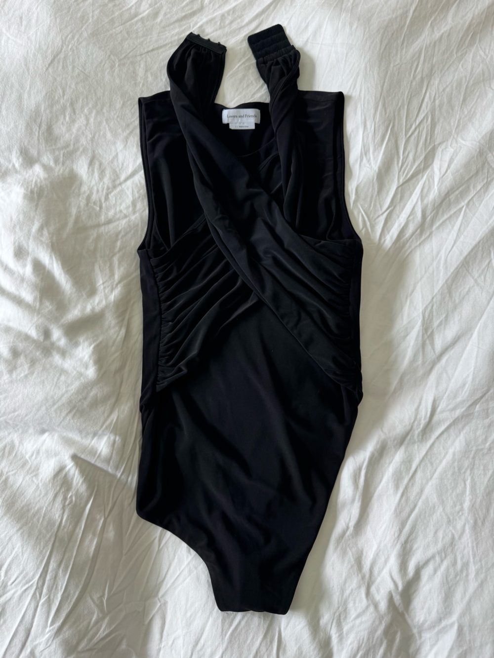 Lovers + Friends Black Criss Cross Halter Bodysuit